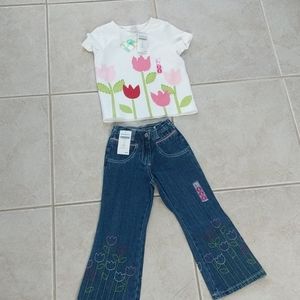 NWT Girls 4-5 toddler tulip jeans shirt set